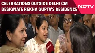 Delhi CM News | Celebrations Outside Delhi CM Designate Rekha Gupta's Residence