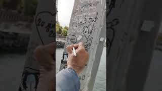 Write in your name in front of Eiffel tower Paris