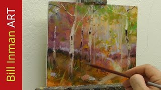 How to Paint Spring Aspen Trees Art Class Demo Fast Motion