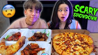 SCARY SHOWDOWN IS BACK! - The Hello Kitty Urban Legend | Pizza & Wings Mukbang