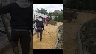 Obrzeża łuki - plac pod basen piasek - beton cz. 1 #brukarz​ #brukarzyoutube​ #paving #shorts