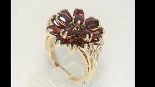 5.45CT garnet floral cocktail ring 14K YG round oval birthstone 11.1 GM sz 7.5 - 28350