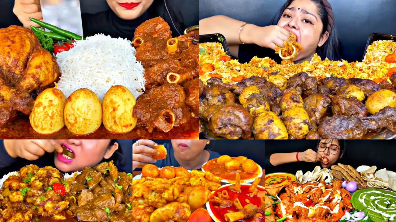 Asmr Eating Spicy Chicken Curry Mutton Curry Egg Curry Best Indian