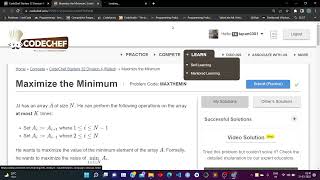 CodeChef Starters 32 Division 4 (Rated) Maximize the Minimum Problem Code: MAXTHEMIN