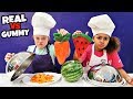 REAL FOOD VS GUMMY FOOD CHALLENGE!!