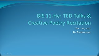 2021 12 22 靜修雙語菁英班高二和TED Talks \u0026 創意詩詞朗讀發表會 上半場