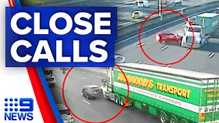 Heart-stopping close close calls with trucks prompting new safety campaign | 9 News Australia