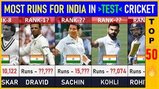 Most Runs For India in TEST Cricket : TOP 50 | Cricket List | Test Cricket