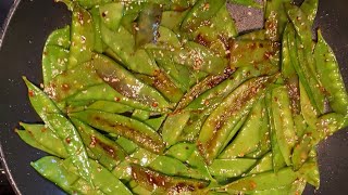 Sauteed Snow Peas - How To Cook Snow Peas On A Frying Pan - Spicy Garlic Snow Peas Recipe - So Good!