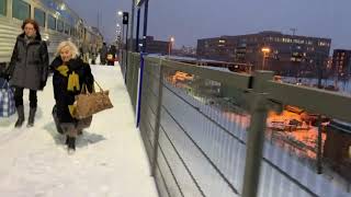 VIA RAIL SENNETERRE TRAIN ARRIVES AT SAUVE STOP MONTREAL