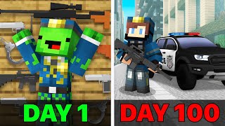 Mikey and JJ Survived 100 Days As POLICE in Minecraft (Maizen)