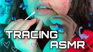 AsMr | Lip Tracing + Lip Gloss Application ( q-tip, mouth sounds, unintelligible )