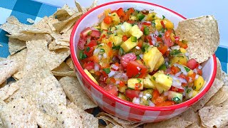 FRESH PEACH PINEAPPLE SALSA!!  SUMMER SALSA RECIPE!!