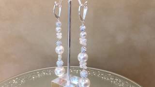 Latest in long pearl bridal earrings