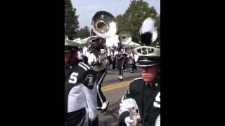 MSU band marching to the stadium.