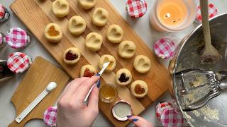 ASMR Baking the Cutest Jam ♥️ Thumbprint Cookies for Us to Share (w/ whispers & rain ambience)