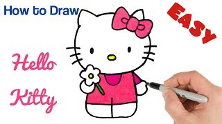 How to Draw Hello Kitty | Cartoon Drawings for beginners | Step by Step