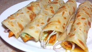 Chicken Paratha Roll recipe_Chicken tikka paratha roll recipe_Homemade paratha roll recipe