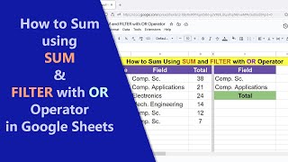 Google Sheets | SUM | FILTER | Function | OR Logic to Filter Data | Example | Spreadsheet | Tutorial