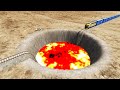 Trains vs Giant Lava Pit — BeamNG.Drive — Rescind Gaming