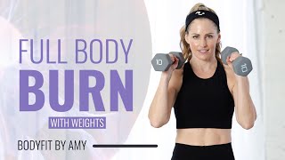 Full Body Burn with Weights Workout: Dumbbell or Kettlebell Workout to sculpt, strengthen & tone