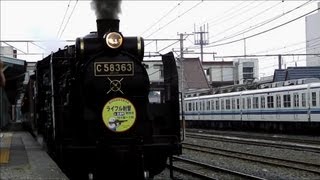 【汽笛（大音量注意）・黒煙】秩父鉄道C58形SL+12系「パレオエクスプレス」三峰口行き　寄居駅発車