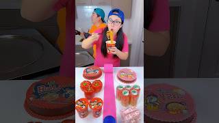 Buldak Ramen pink foods vs red foods ice cream challenge!🍨 02 #funny by Ethan Funny Family