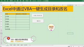 Excel教學 | Excel中通过VBA实现一键生成工作表目录和改名