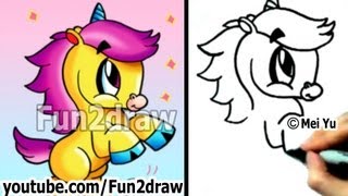 How to Draw Cartoon Animals : How to Draw an Unicorn - Cute Drawings - Fun2draw | Online Art Classes