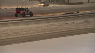 Wintery conditions create slick roads accross North Texas