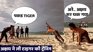 Akshay Kumar Training with Tiger Shroff, bade miyan chhote miyan bts, Akshay Tiger bond