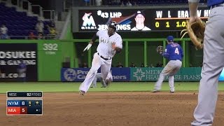 NYM@MIA: Hechavarria hits 10th triple of the season