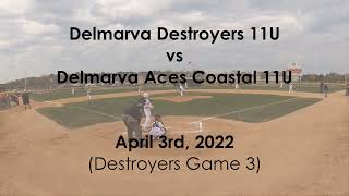 Highlight - Delmarva Destroyers 11U - Game 3 - Macland singles then steals all (vs Aces Coastal 11U)