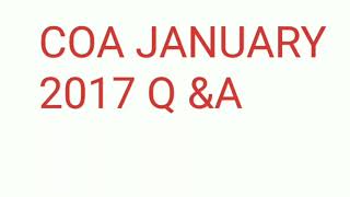 COA JANUARY 2017 QUESTION \u0026ANSWER PDF FILE