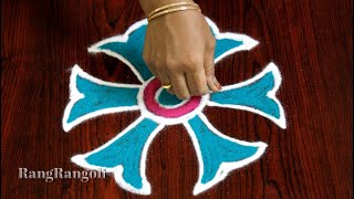 Easy 3 dots Muggulu for Sankranthi | Simple Pongal Kolam | Festival Rangoli | RangRangoli