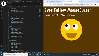 JavaScript and Css tutorial || Animated Eyes follow Mouse Cursor Mousemove || JavaScript Coding.