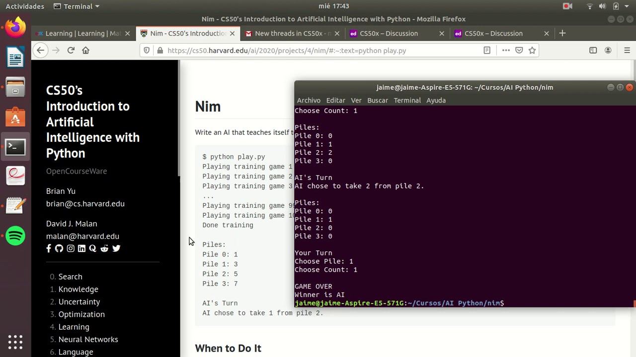 CS50's Introduction To Artificial Intelligence With Python - Nim - YouTube