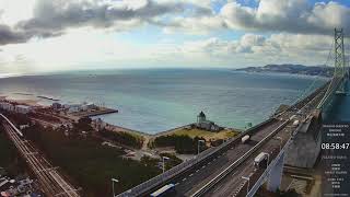 Akashi-Kaikyo Bridge 1/14 8:48 Kobe Hyogo, Japan [4K] LIVE Webcam Archive 明石海峡大橋ライブカメラ アーカイブ版