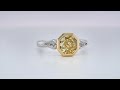 Three-stone Fancy Yellow Octagon Cut Diamond Engagement Ring