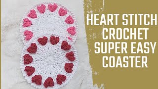 Super Easy Heart Stitch Crochet Coaster | step by step for beginners|Model 2 .