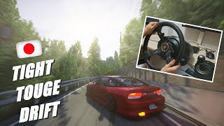 Drifting TIGHT Japanese Touge in Nissan 180SX w/ CUSTOM Steering Wheel | Assetto Corsa