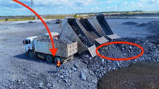 EP21,!Extra battery action on the project! Pour rocks into a large lake using a trucks &Wheel loader