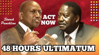 Panic In Statehouse! Raila Odinga Issues A 48 Hours Ultimatum To William Ruto