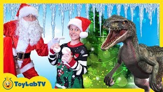 Toylabtv S By Toylabtv Giant Christmas Tree Hunt For Dinosaur Toys Decorating With Santa