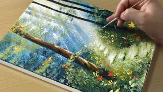 Morning Forest Painting / Acrylic Painting for Beginners