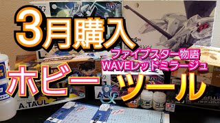 【ガンプラ】2021年3月に購入したガンプラ、ホビー・ツール関係の紹介　waveファイブスター物語のレッドミラージュ他紹介します！