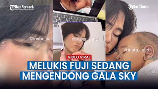Viral Aksi Angela Lee Melukis Sosok Fuji Sedang Mengendong Gala Sky, Lukisan Seperti Asli