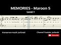 memories maroon 5 piano sheet music level 1 - easy