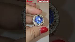 Blue sapphire star ceylon 10.38ct Batu safir srilanka kristal Ring GD GRI Lab Body Glass #shorts