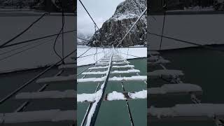 Pakistan Most Dangerous Bridge in Gilgit #egzonibrahimi #mountains #incrediblepakistan #nature #fyp